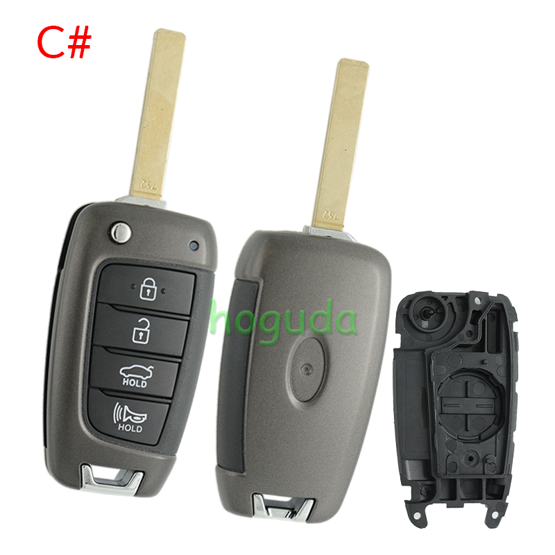 For Hyundai 3/4 button flip remote key blank