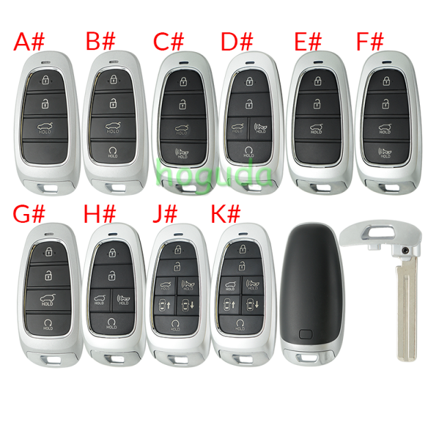 For Hyundai 3/4/5/7 button Smart Remote Key Shell without logo