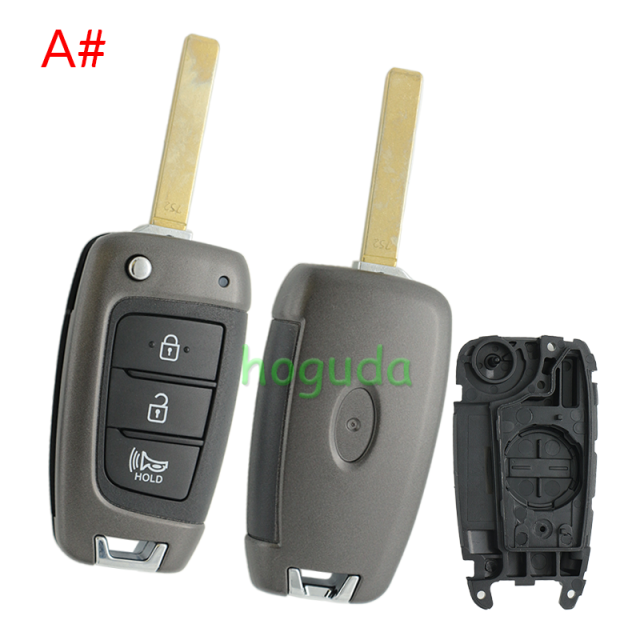 For Hyundai 3/4 button flip remote key blank