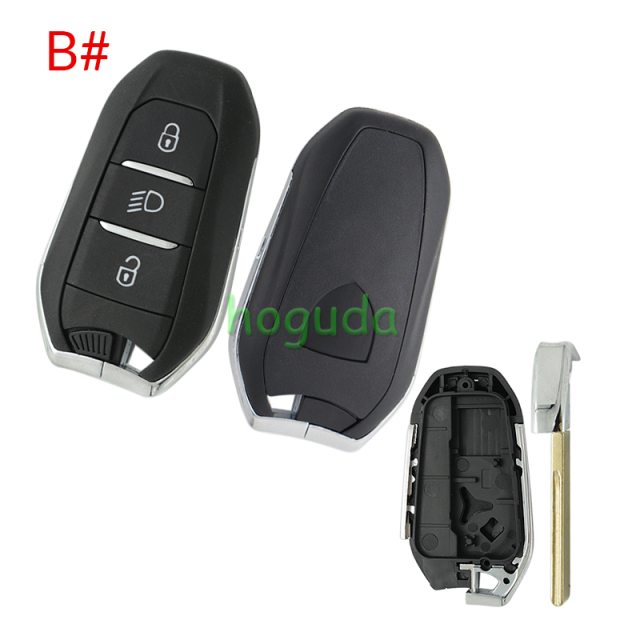 For Peugeot 3 button remote key blank with HU83 blade Please choose the button. logo is different