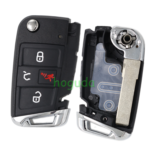 GTL High quality For VW Golf 7 MQB 3/4 button flip remote key blank with HU66 key blade