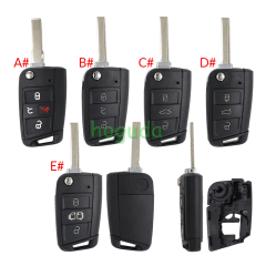 GTL High quality For VW Golf 7 MQB 3/4 button flip remote key blank with HU162T key blade
