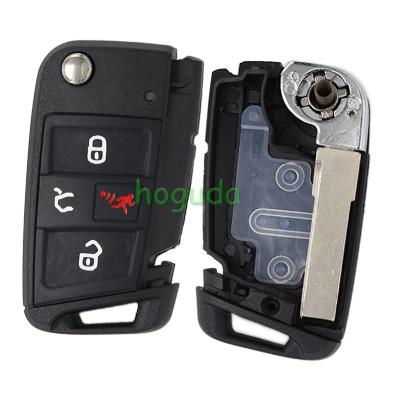 GTL High quality For VW Golf 7 MQB 3/4 button flip remote key blank with HU66 key blade