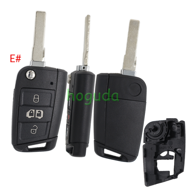 GTL High quality For VW Golf 7 MQB 3/4 button flip remote key blank with HU66 key blade