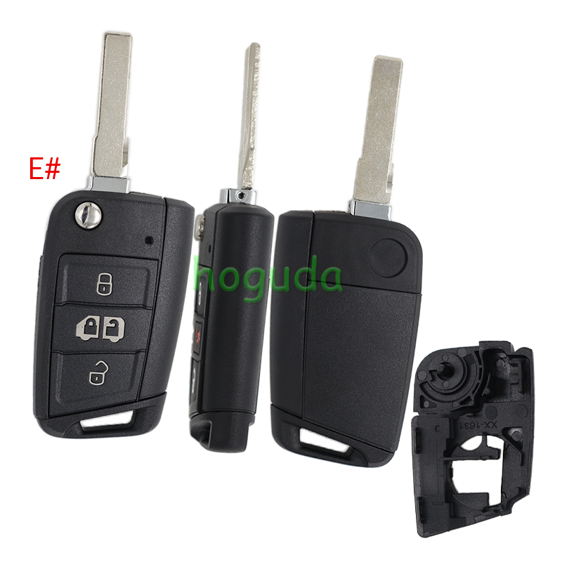GTL High quality For VW Golf 7 MQB 3/4 button flip remote key blank with HU66 key blade