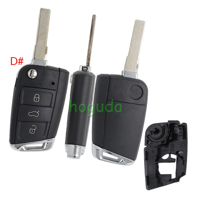 GTL High quality For VW Golf 7 MQB 3/4 button flip remote key blank with HU66 key blade