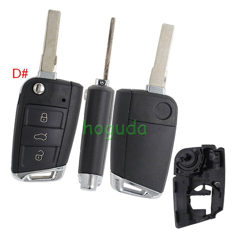 GTL High quality For VW Golf 7 MQB 3/4 button flip remote key blank with HU66 key blade