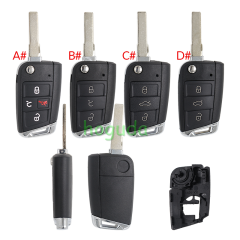 GTL High quality For VW Golf 7 MQB 3/4 button flip remote key blank with HU66 key blade