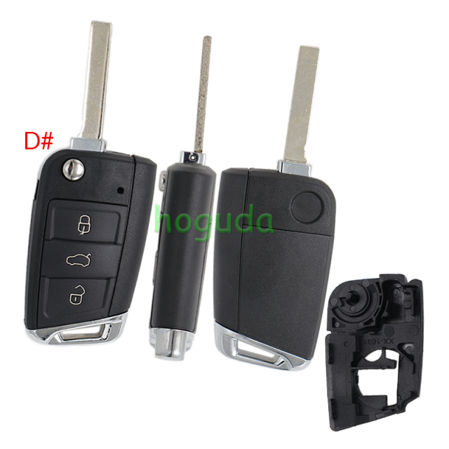 GTL High quality For VW Golf 7 MQB 3/4 button flip remote key blank with HU162T key blade