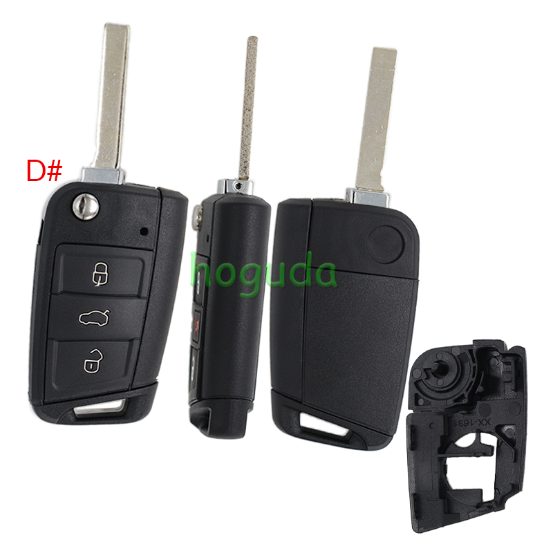 GTL High quality For VW Golf 7 MQB 3/4 button flip remote key blank with HU162T key blade