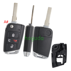 GTL High quality For VW Golf 7 MQB 3/4 button flip remote key blank with HU66 key blade