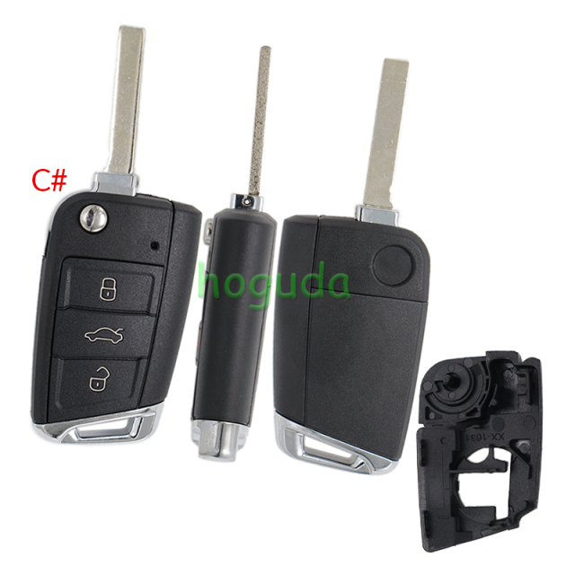 GTL High quality For VW Golf 7 MQB 3/4 button flip remote key blank with HU162T key blade