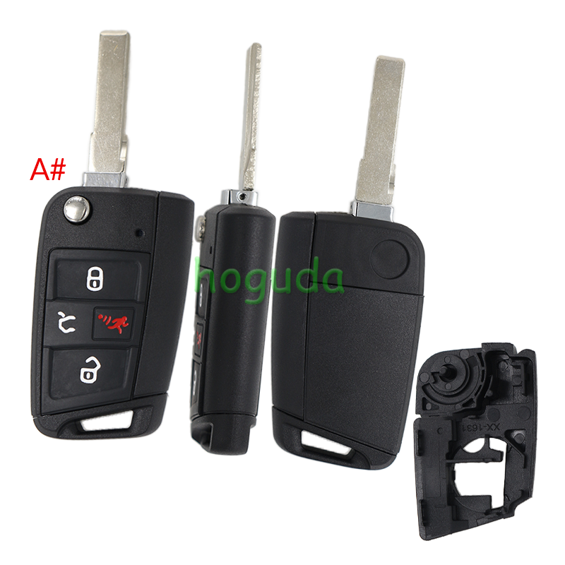 GTL High quality For VW Golf 7 MQB 3/4 button flip remote key blank with HU66 key blade