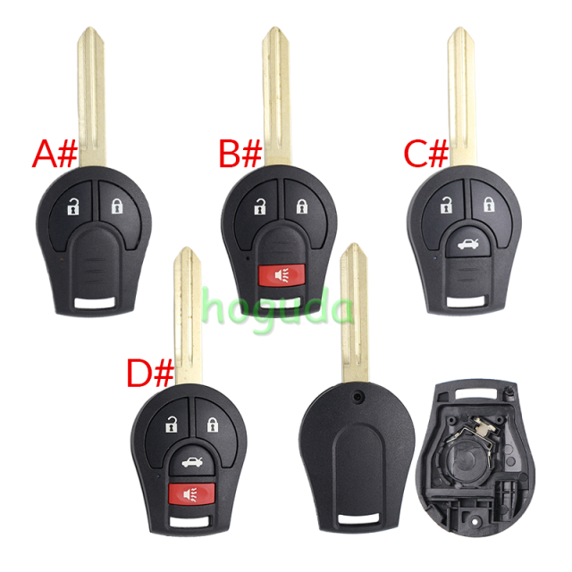 For Nissan 2/2+1/3/3+1 button remote key blank without logo