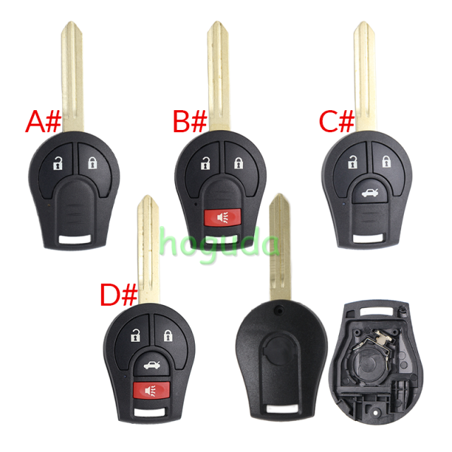 For Nissan 2/2+1/3/3+1 button remote key blank
