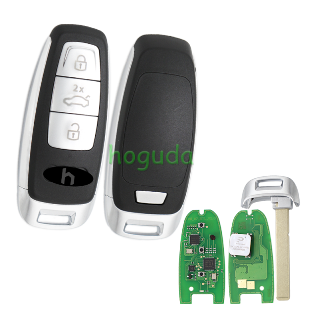 For KYDZ Audi A3 3 button keyless Remote key with NCF295XW 5D chip 434 MHZ NBGFS197 8Y0959754 3 button for AUDI  5D Hitag pro VAG MQB49 without UWB function