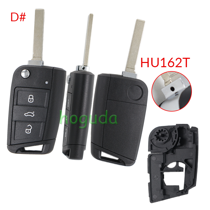 For VW MQB 3 button remote key shell with HU66/HU162T Blade ,The pin hole like the original key shell