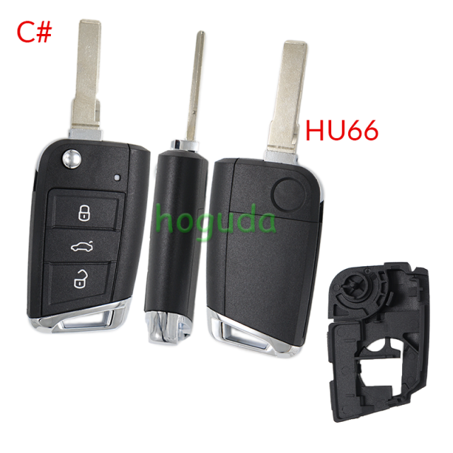 For VW Golf7 3 button remote key shell with HU66 blade/HU162T