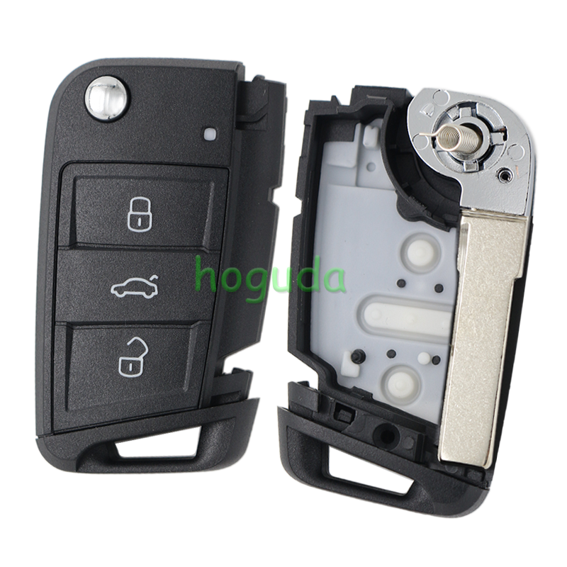 For VW Golf7 3 button remote key shell with HU66 blade/HU162T