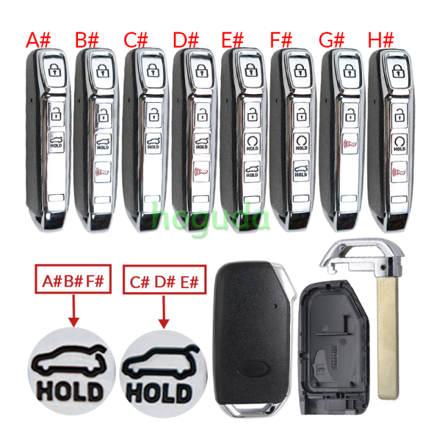 For Kia 3/4 button remote key blank without battery holder, buttons on the side，please choose the button type.