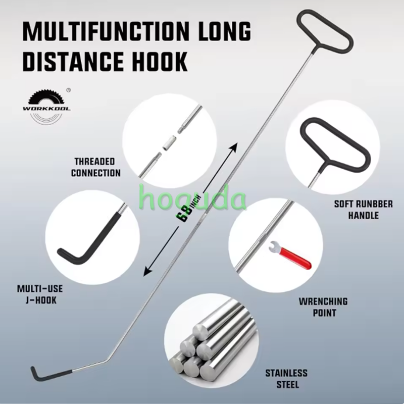 26PCS Car Tool Kit with Pin Puller, Puller Hook, Air Wedge &amp; Magnetic Pickup Tool with Flashlight