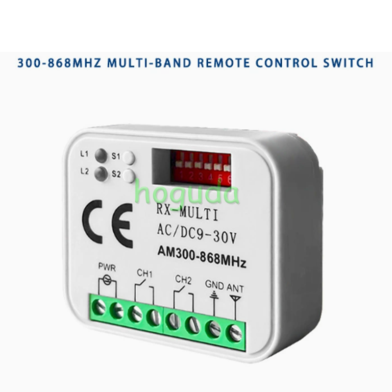 Remote switch Receiver 433MHz 868MHz 390 MHz RX multi-frequency receiver AC/DC 9-30V 300-868MHZ Garage door, water pump control