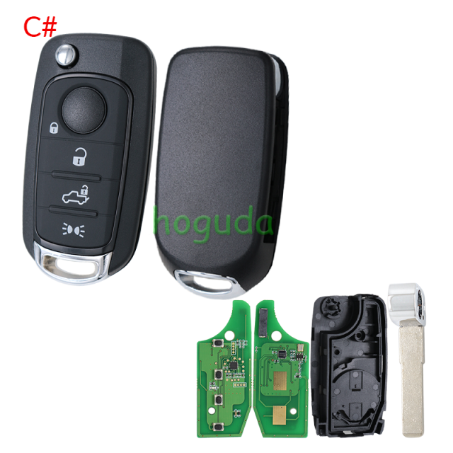 For Fiat Egea 500X tipo 4 button Flip remote key Megamos  AES MQB48 chip 433mhz SIP22 blade