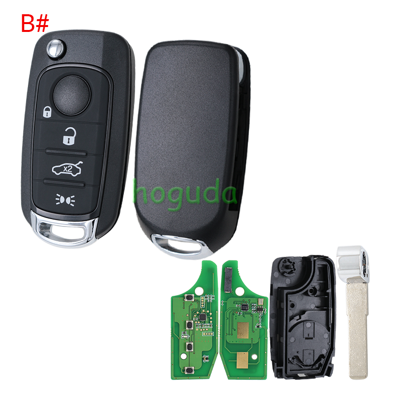 For Fiat Egea 500X tipo 4 button Flip remote key Megamos  AES MQB48 chip 433mhz SIP22 blade