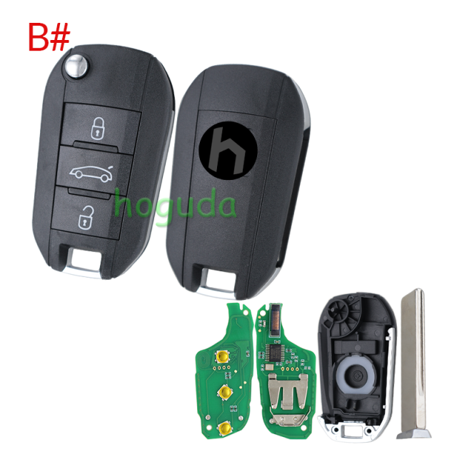 For Peugeot 3 button remote keys chip PCF 7941(TITAG2) 46 chip with HU83 blade 434MHZ HELLA 5FA010 353-20 CMIIT ID:2013DJ0113   9807343377 00