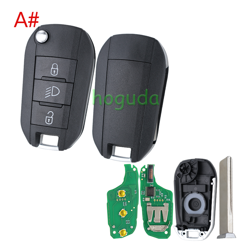 For Peugeot 3 button remote keys chip PCF 7941(TITAG2) 46 chip with HU83 blade 434MHZ HELLA 5FA010 353-20 CMIIT ID:2013DJ0113   9807343377 00