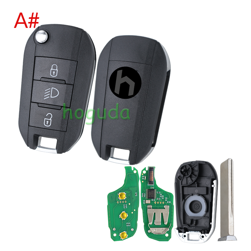 For Peugeot 3 button remote keys chip PCF 7941(TITAG2) 46 chip with HU83 blade 434MHZ HELLA 5FA010 353-20 CMIIT ID:2013DJ0113   9807343377 00