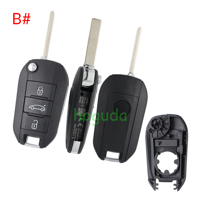 For Peugeot 3 button remote  Key Shell with VA2 307 blade EU version
