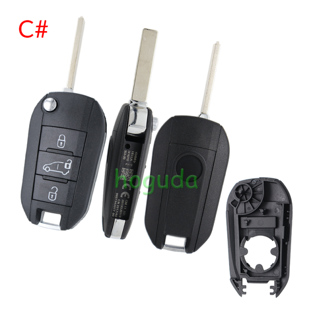 For Peugeot 3 button remote  Key Shell with VA2 307 blade EU version