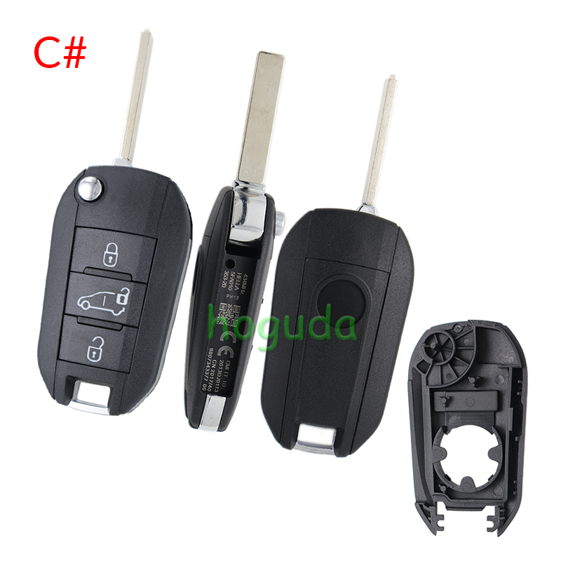 For Peugeot 3 button remote  Key Shell with VA2 307 blade EU version