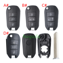 For Peugeot 3 button remote  Key Shell with VA2 307 blade EU version