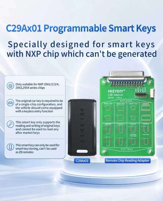 KEYDIY C29AX01（no button) with 13# Remote Chip Reading Adapter