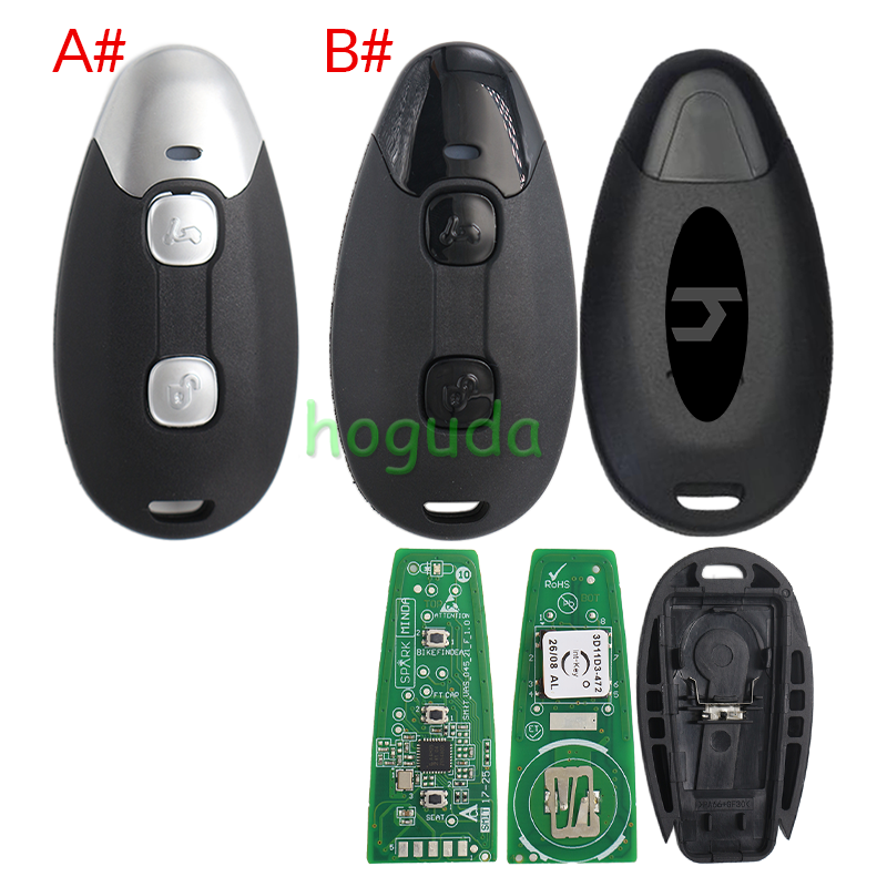 For Vespa 2 button Keyless Go remote key with 4A Chip NCF29A 433MHz Fsk