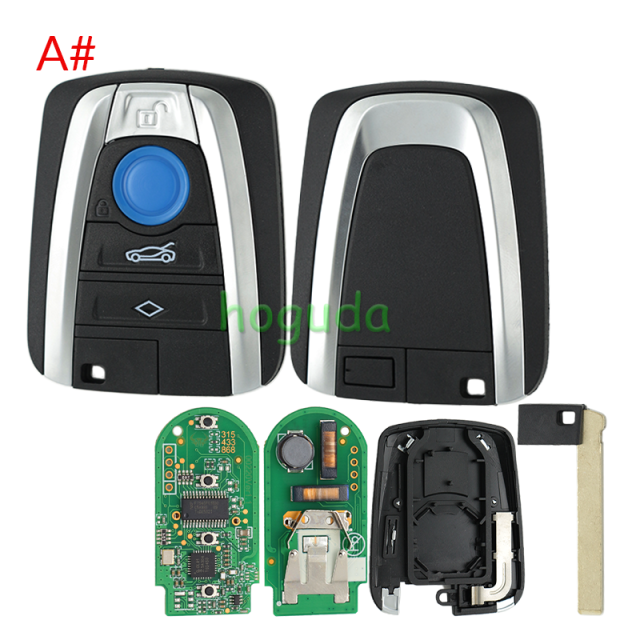For BMW 3 button remote key with 433MHz Chip:Hitag3 ID49 Chip FCC ID: NBGIDGNG1