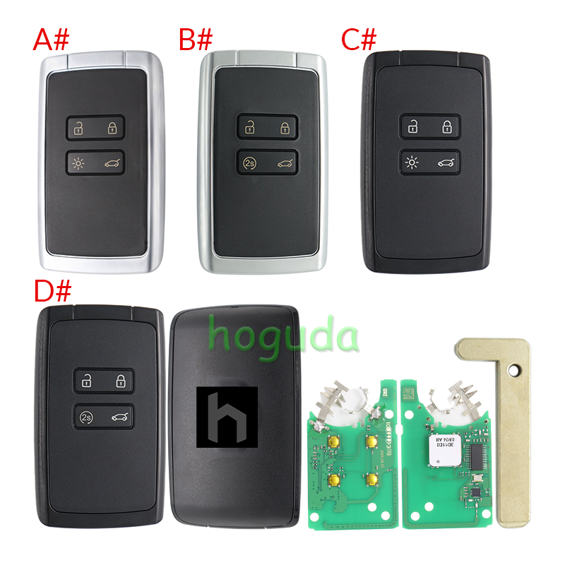 For Renault Megane4 Talisman Espace5 4 button Smart Remote key keyless card with 433mhz  PCF7953M chip CMIIT ID:2014DJ3371