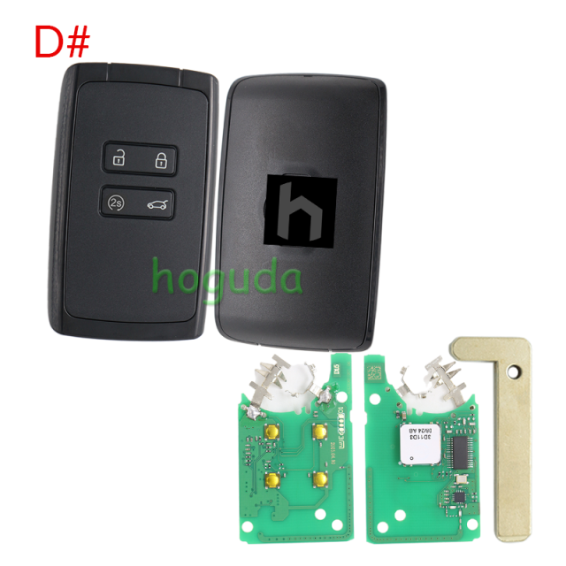 For Renault Megane4 Talisman Espace5 4 button Smart Remote key keyless card with 433mhz  PCF7953M chip CMIIT ID:2014DJ3371