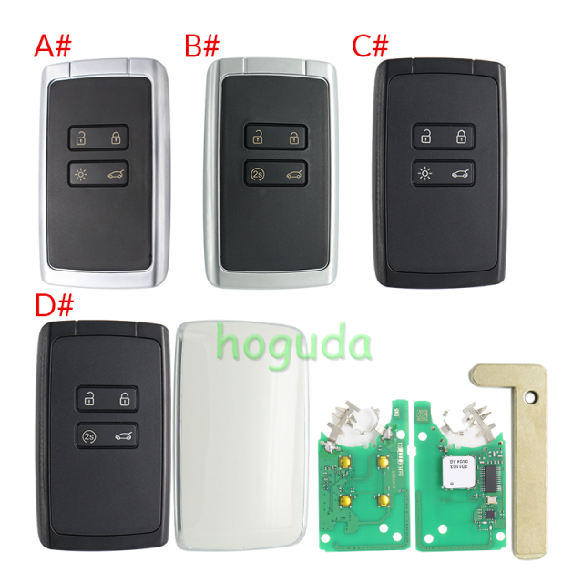 For Renault Megane4 Talisman Espace5 4 button Smart Remote key keyless card with 433mhz  PCF7953M chip