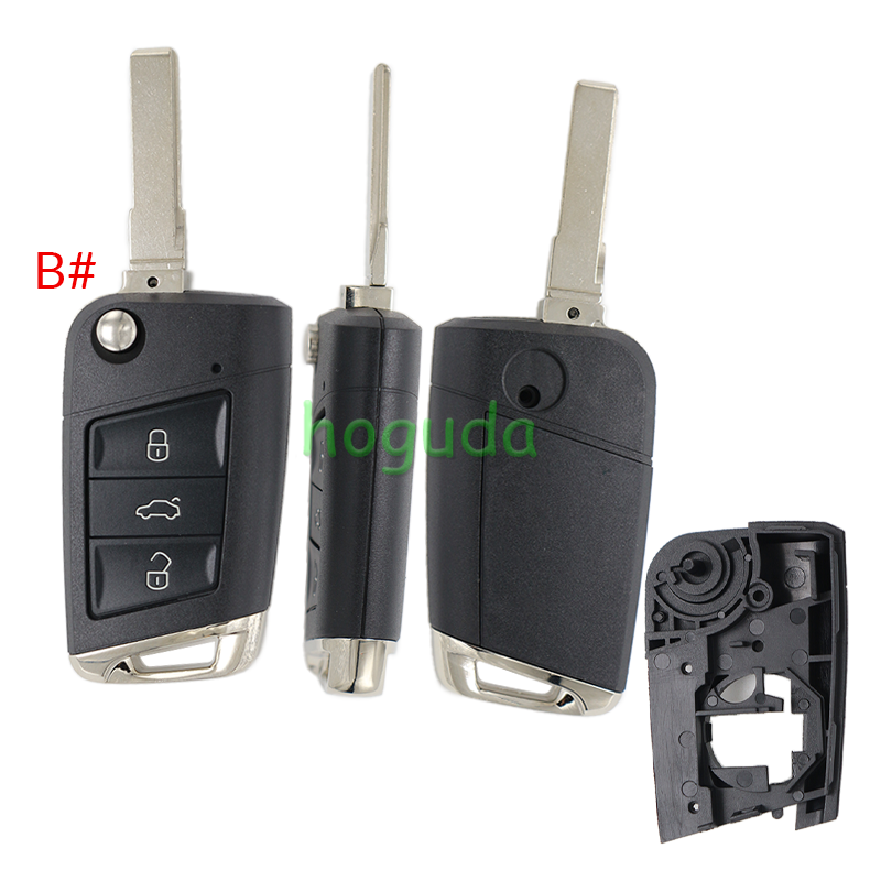 For VW 3 button flip remote key blank with HU162T /HU66