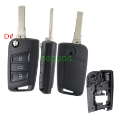 For VW 3 button flip remote key blank with HU162T /HU66
