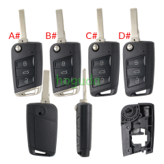 For VW 3 button flip remote key blank with HU162T /HU66