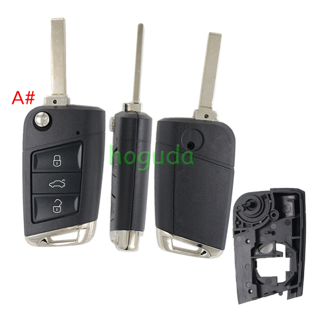 For VW 3 button flip remote key blank with HU162T /HU66