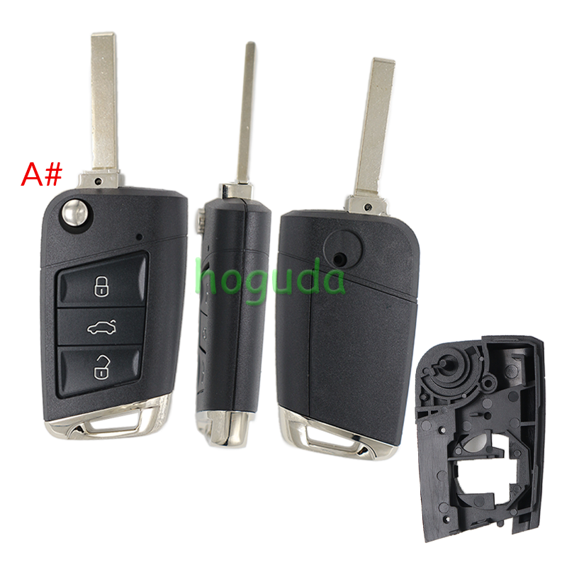 For VW 3 button flip remote key blank with HU162T /HU66