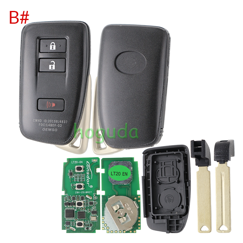 Lonsdor LT20-04 Smart Key with key shell 8A+4D Adjustable Frequency For Toyota &amp; Lexus 0010 0020 7930 2110 Support K518 &amp; K518ISE &amp; KH100+