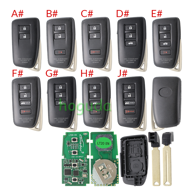 Lonsdor LT20-04 Smart Key with key shell 8A+4D Adjustable Frequency For Toyota &amp; Lexus 0010 0020 7930 2110 Support K518 &amp; K518ISE &amp; KH100+