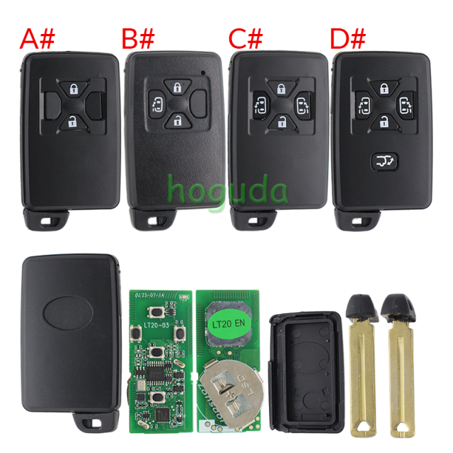 Lonsdor LT20-03 Smart Key PCB with key shell  8A+4D Adjustable Frequency For Toyota 0780 Support K518 &amp; K518ISE &amp; KH100+ Transponder chip: ID71 CHIP P1:9F Frequency: 433MHz 271451-0780
