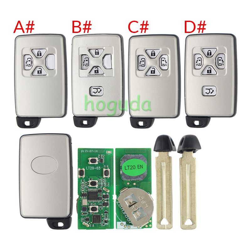 Lonsdor LT20-03 Smart Key PCB with key shell  8A+4D Adjustable Frequency For Toyota 0780 Support K518 &amp; K518ISE &amp; KH100+ Transponder chip: ID71 CHIP P1:9F Frequency: 433MHz 271451-0780